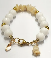 Natural White Agate Stone & Freshwater Shell Bracelet