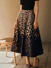 Leopard Print Midi Skirt