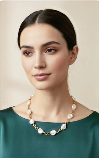 Baroque Necklace 24K Gold Plated