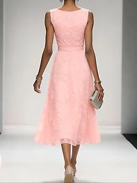 Deep V-Neck Dress Embroidered Sleeveless