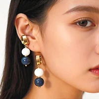 Blue Lapis & White Agate Stone Earrings 