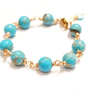 Natural Blue Golden Brown Turquoise Bracelet 