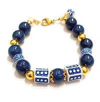 Blue Lapis Lasuli  Bracelet Drum Porcelain