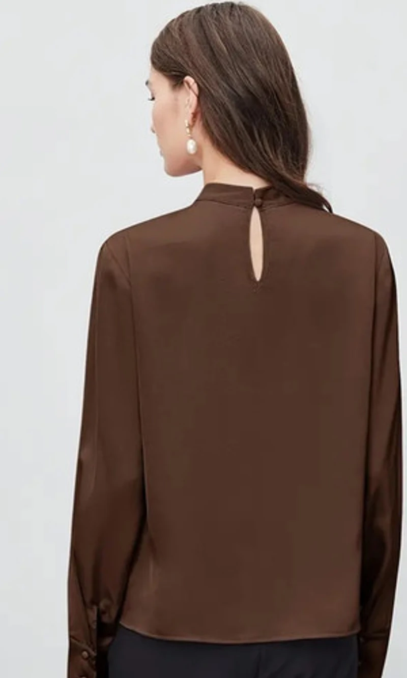 High Collar Design, Ruched  Detailing Blouse