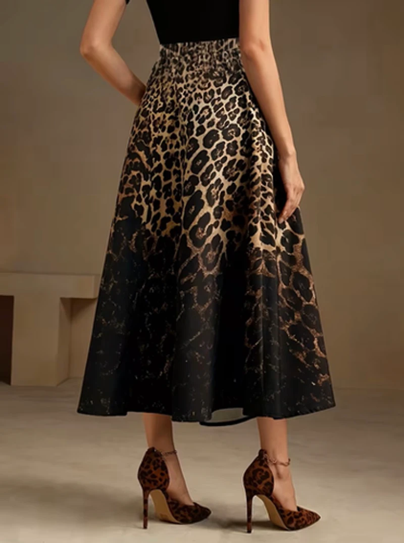 Leopard Print Midi Skirt
