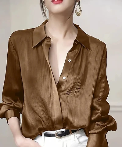 Coffee Brown Satin Blouse