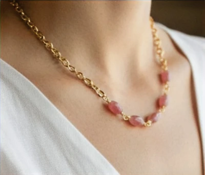 Natural Strawberry Quartz Necklace 
