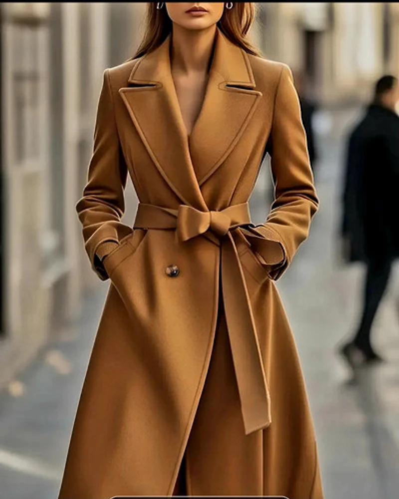 Camel Trench Belted Coat