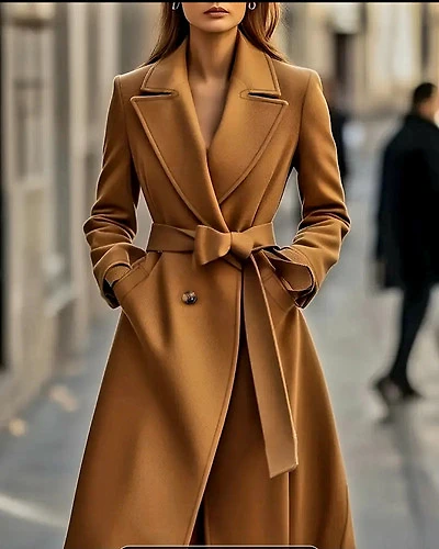 Camel Trench Belted Coat