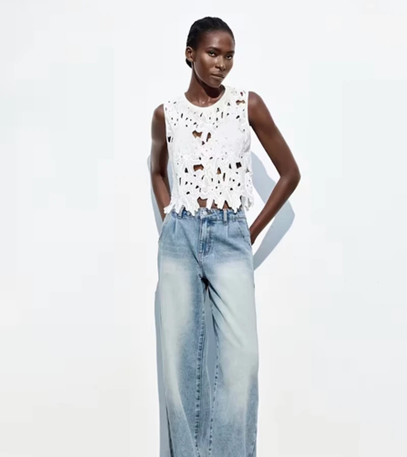 White Floral Lace Top