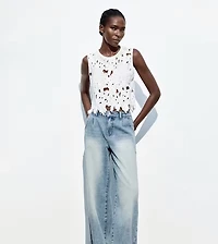 White Floral Lace Top