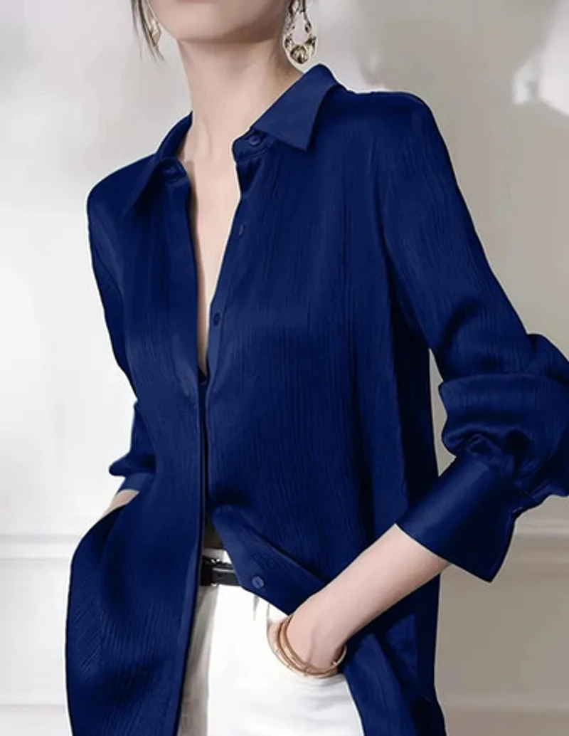 Navy Blue Satin Shirts