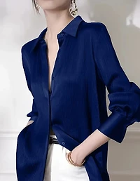 Navy Blue Satin Shirts