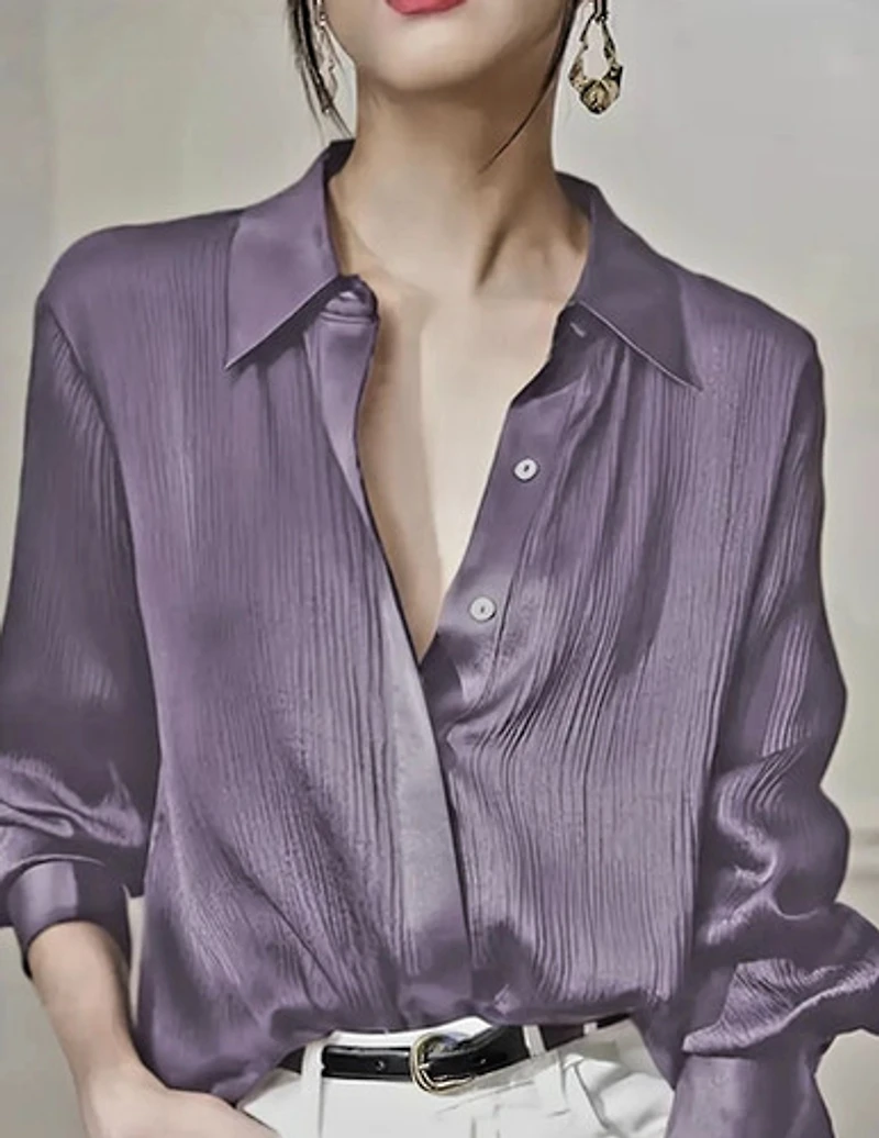 Light Purple  Satin-Finish Shir