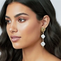 Retro Freshwater shell Earrings -Barogue Style