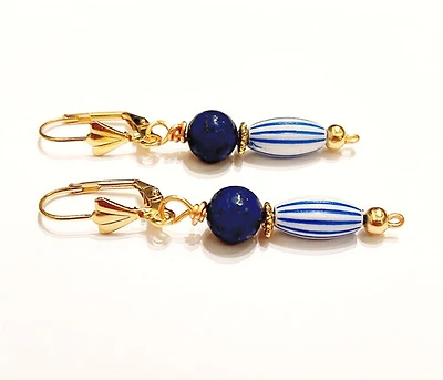 Blue Lapis & Porcelian Earring 