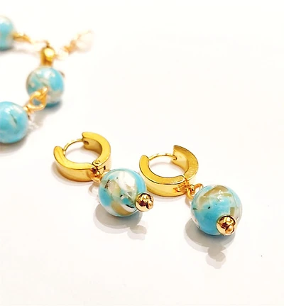 Natural Lake Blue Shell Turquoise Earring