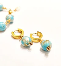 Natural Lake Blue Shell Turquoise Earring 