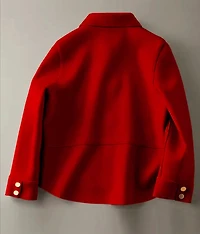 Red Collar Single Breasted Short Coat