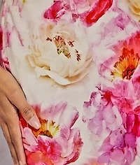 Floral Print Bodycon Dress - Sleeveless, Ruffle Detail
