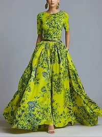 Elegant Floral  Print Maxi Dress
