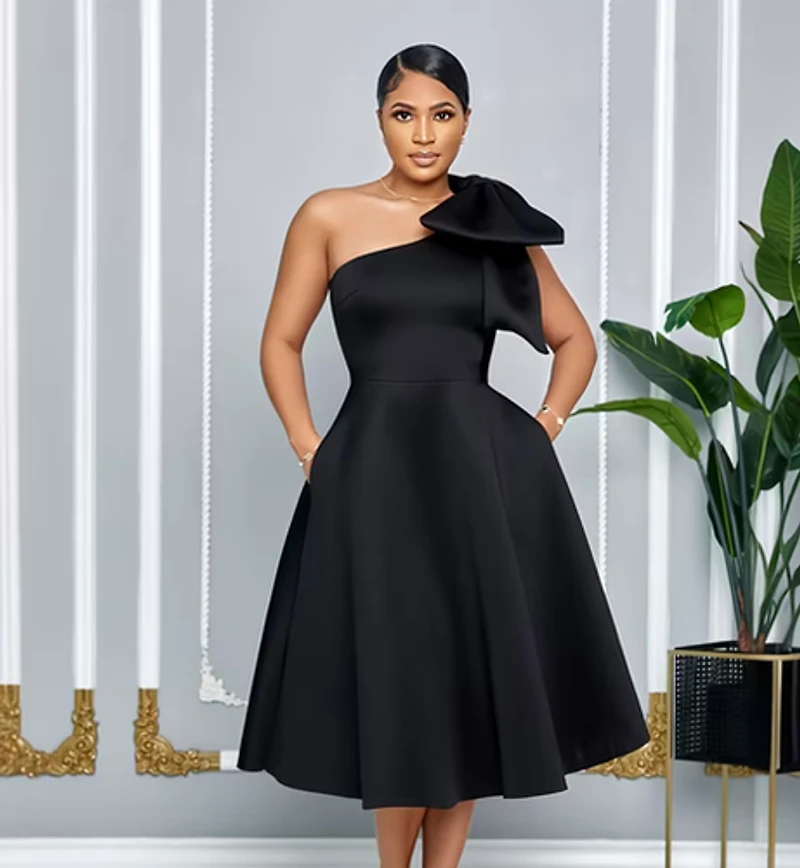 Black One Shoulder Gown
