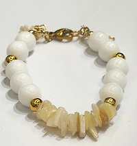 Natural White Agate Stone & Freshwater Shell Bracelet