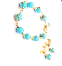 Natural Blue Golden Brown  Turquiose Earring 