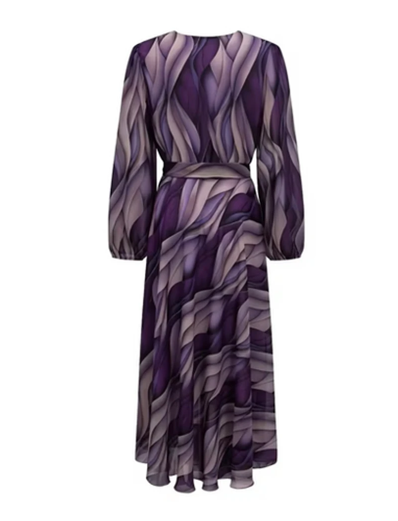 Purple Chiffon Midi Dress