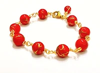 Red Golden Wire Turquoise Bracelet