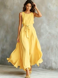 Yellow Lightweight Chiffon Dress