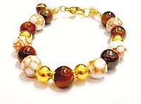 Natural Tiger Eye Stone & White Golden  Spun5 Howlite