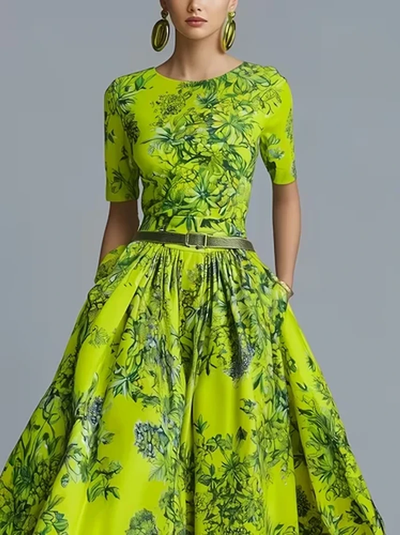 Elegant Floral  Print Maxi Dress