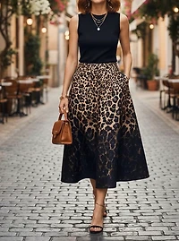 Leopard Print Midi Skirt