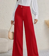 Elegant Wide Leg Palazzo Pants - Red