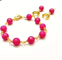 Natural Turquoise Fuchsia Stone Bracelet