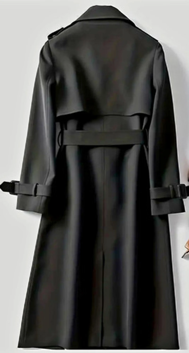 WIND BREAKER MID - LENGHT BLACK TRENCH COAT