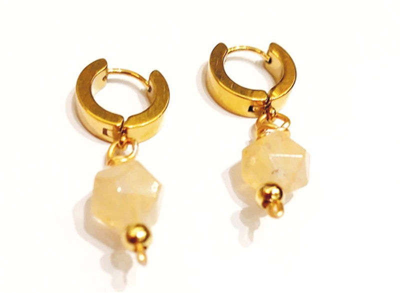 Natural Faceted Citrine Earring