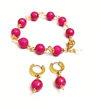 Natural Turquoise Fuchsia Stone Bracelet