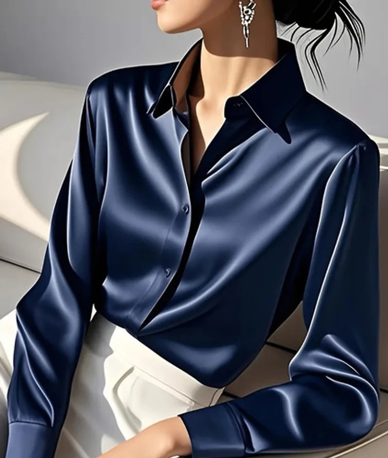 Elegant Classic Collar Satin Shirt