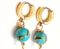 Natural Blue Golden Brown  Turquiose Earring 