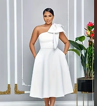 White One Shoulder with Bow Gown