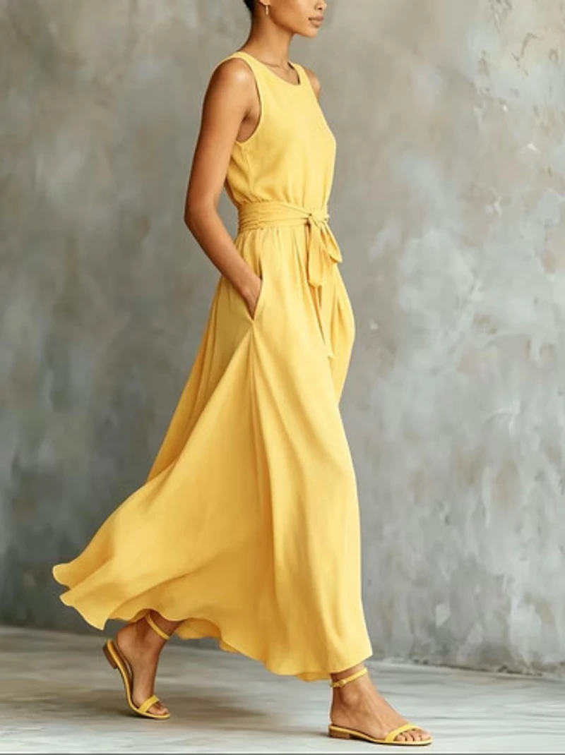 Yellow Lightweight Chiffon Dress