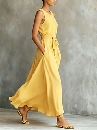 Yellow Lightweight Chiffon Dress