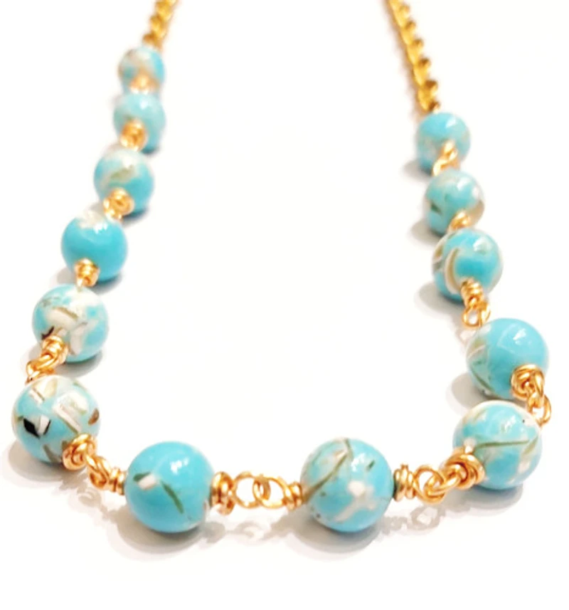 Natural Lake Blue Shell Turquoise Necklace