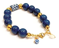 Chuncky Lapis Lasuli Bracelet 24K Gold Plated Bead