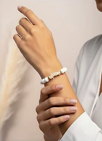 Natural White Agate Stone & Freshwater Shell Bracelet