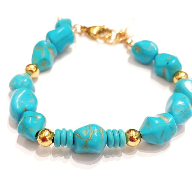Natural Stone Blue Turquoise Bracelet