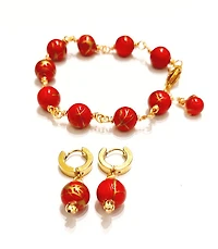 Red Golden  Wire Turquoise Earring