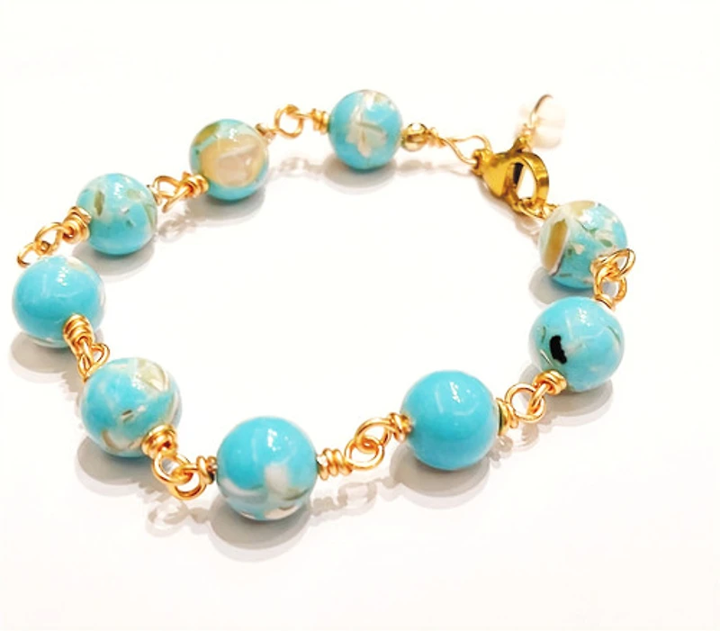 Natural Lake Blue Shell Turquoise Bracelet